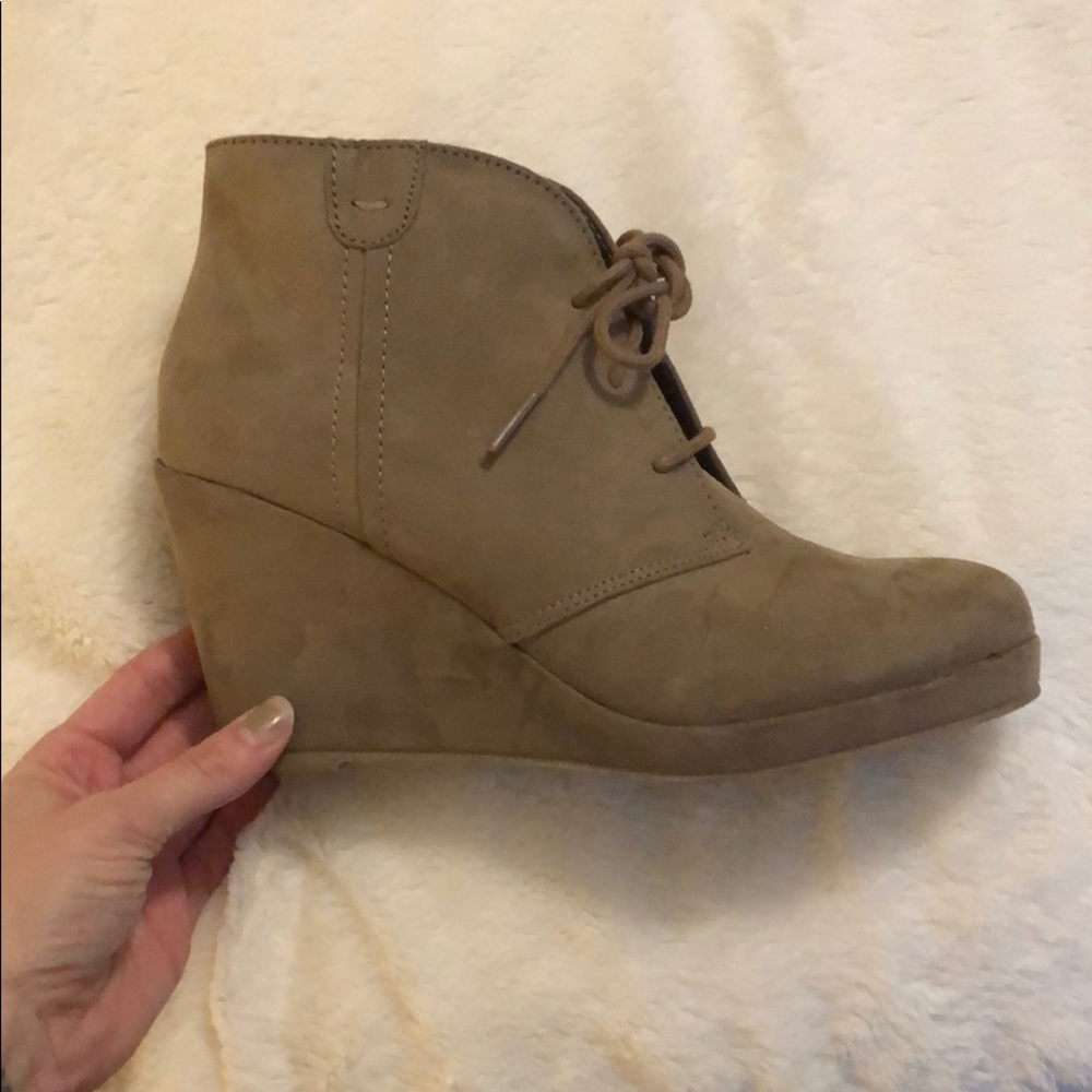 Suede wedge booties